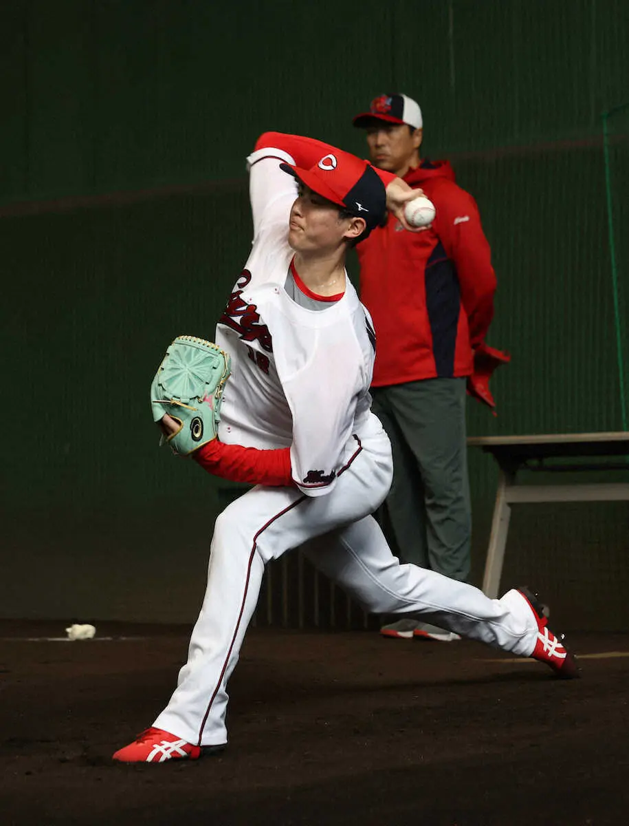 【画像・写真】広島・森下　2日ぶりブルペン「強度を上げました」