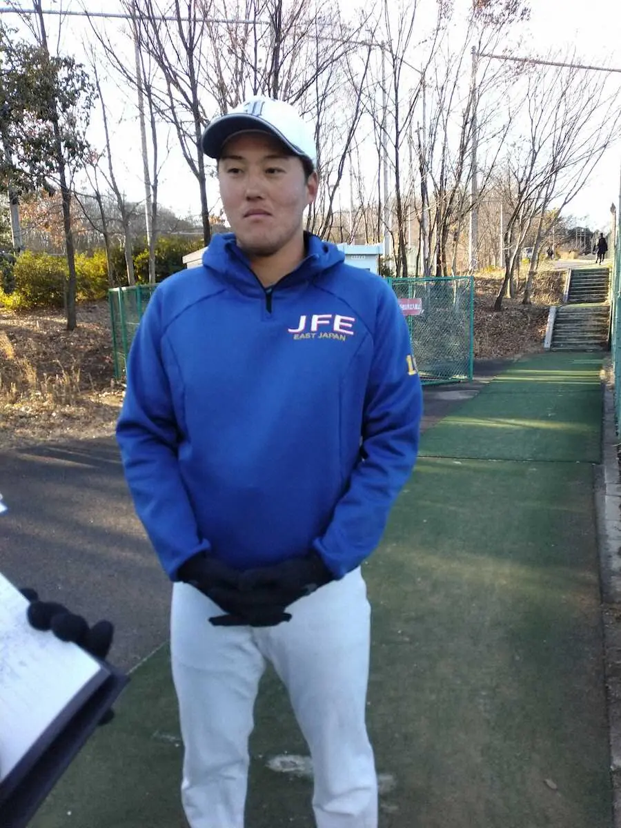 今秋ドラフト候補、JFE東日本の広沢は明大とのオープン戦で152キロをマークした