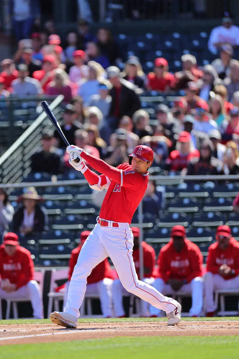 【画像・写真】エンゼルス・大谷　OP戦2試合連続安打！極端なシフト規制のおかげ？中前へ快音
