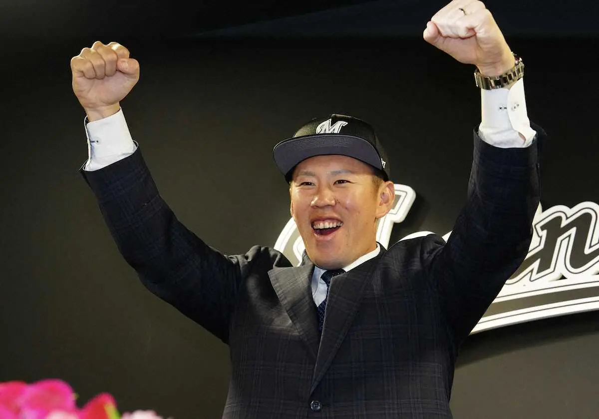 【画像・写真】ロッテ入団会見を行った西村（撮影・長久保　豊）