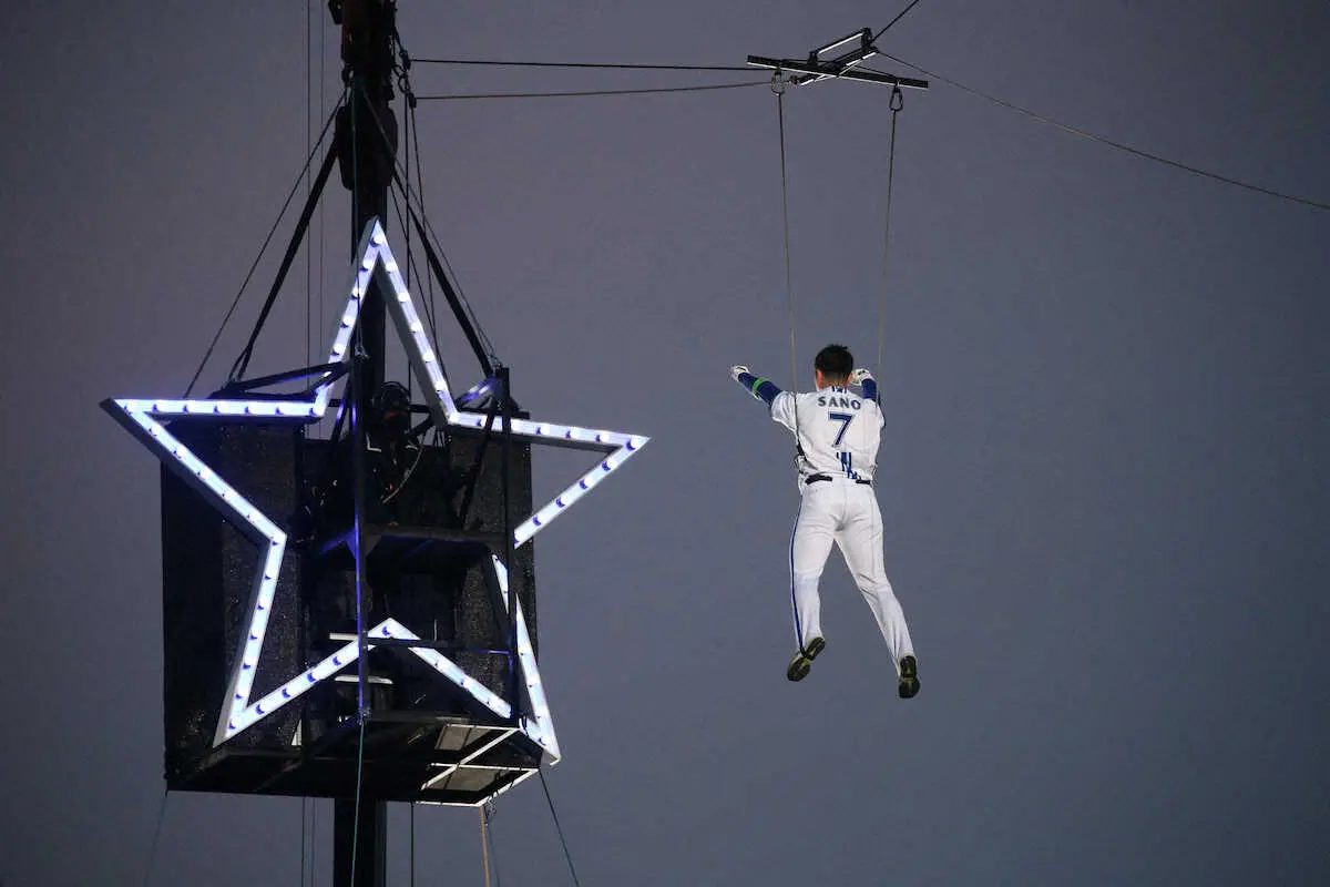 【画像・写真】DeNA・佐野　現役選手史上初!?150メートル「飛行」