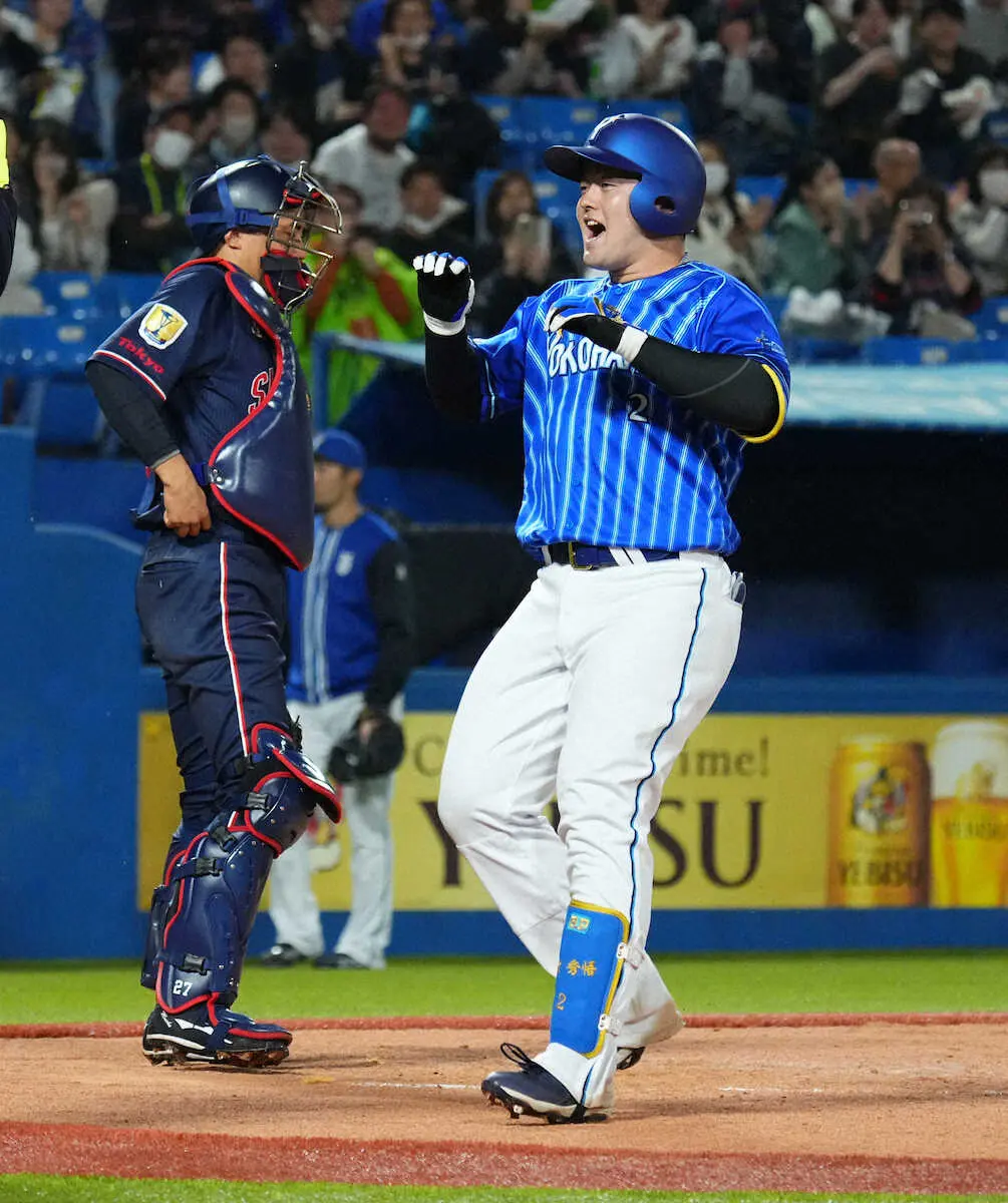 【画像・写真】DeNA牧が開幕10戦39打席目待望の今季1号逆転2ラン！しかも初打点　侍“同志”G岡本和お先に一発