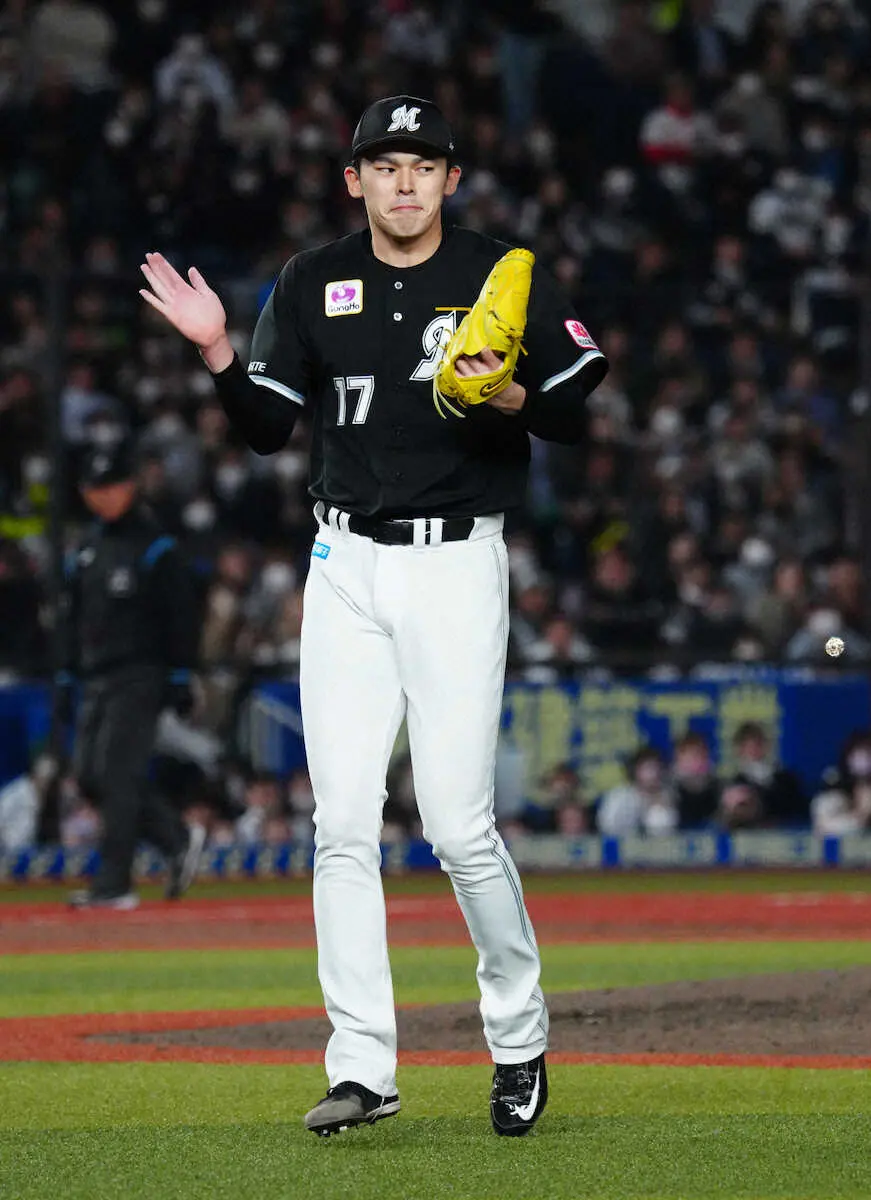 【画像・写真】2勝目のロッテ・佐々木「“朗希”コールのおかげで頑張れた」先制打の茶谷を「ちょっと無理かな」とイジる