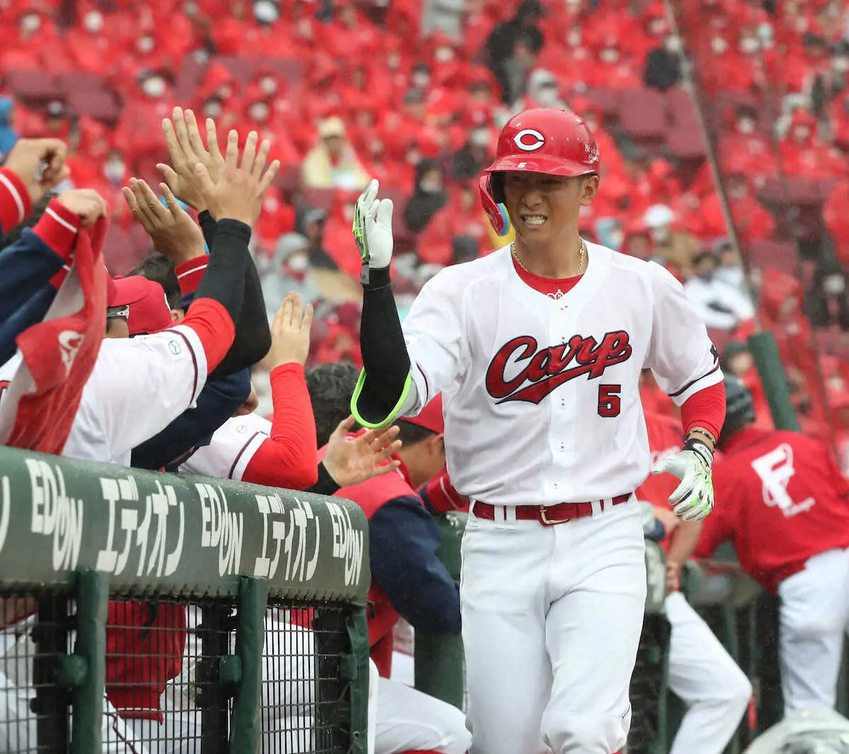 【画像・写真】師匠に負けない好調ぶり　広島・龍馬が1号弾＆10試合連続安打「勝ったことのほうがうれしい」