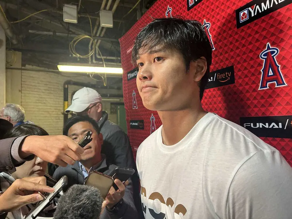 【画像・写真】【大谷翔平と一問一答】2度の雨天中断で2回降板も連敗3で止める　異例の午前中開催試合「良い経験」