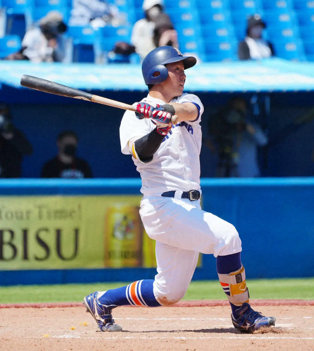 【画像・写真】駒大・薩美　ドラ1候補の中大・西舘から今季初安打が値千金の決勝三塁打