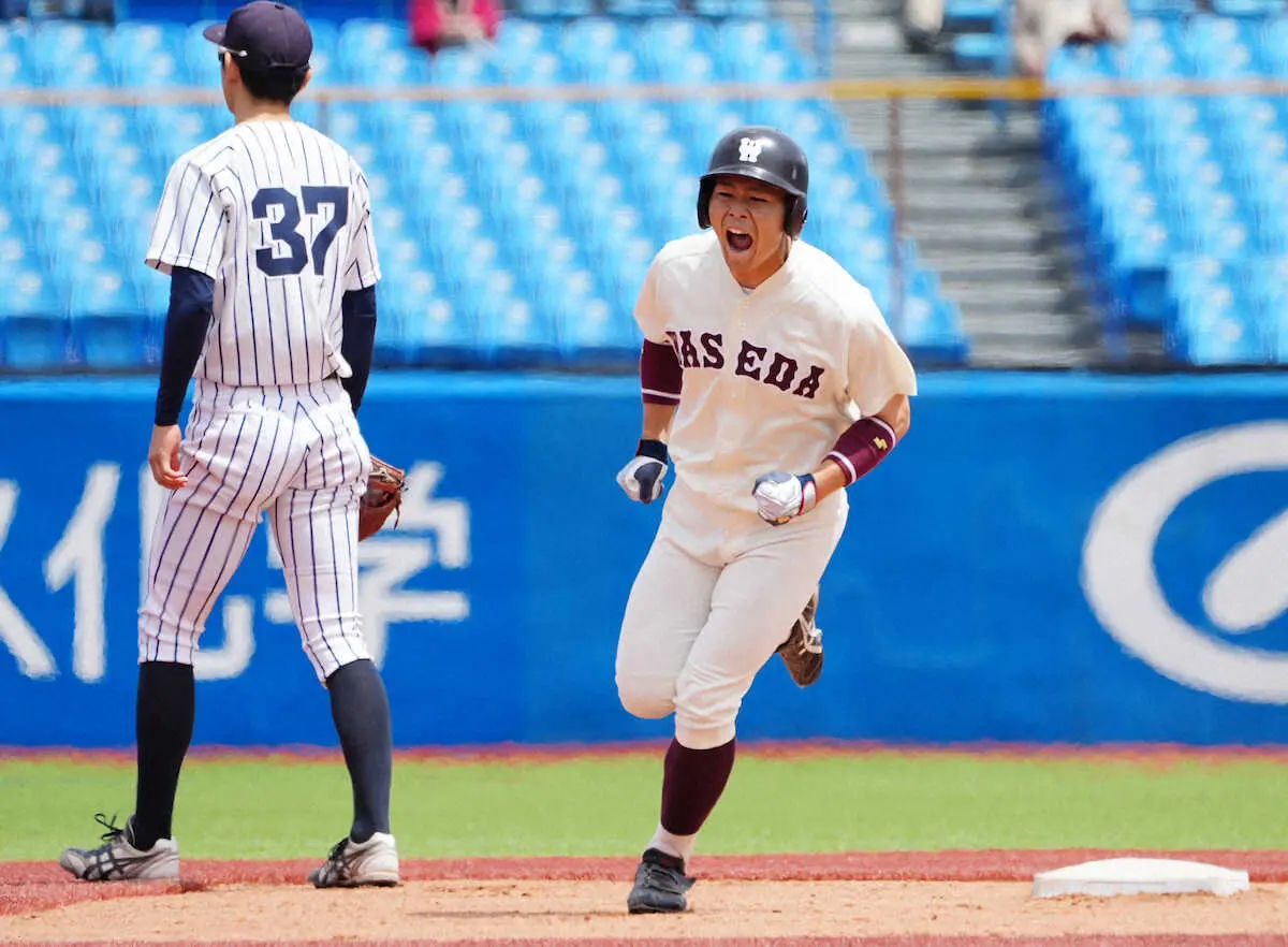 【画像・写真】早大・小沢　リーグ1号が逆転弾　小宮山監督「いい形でリーグ戦デビューできた」