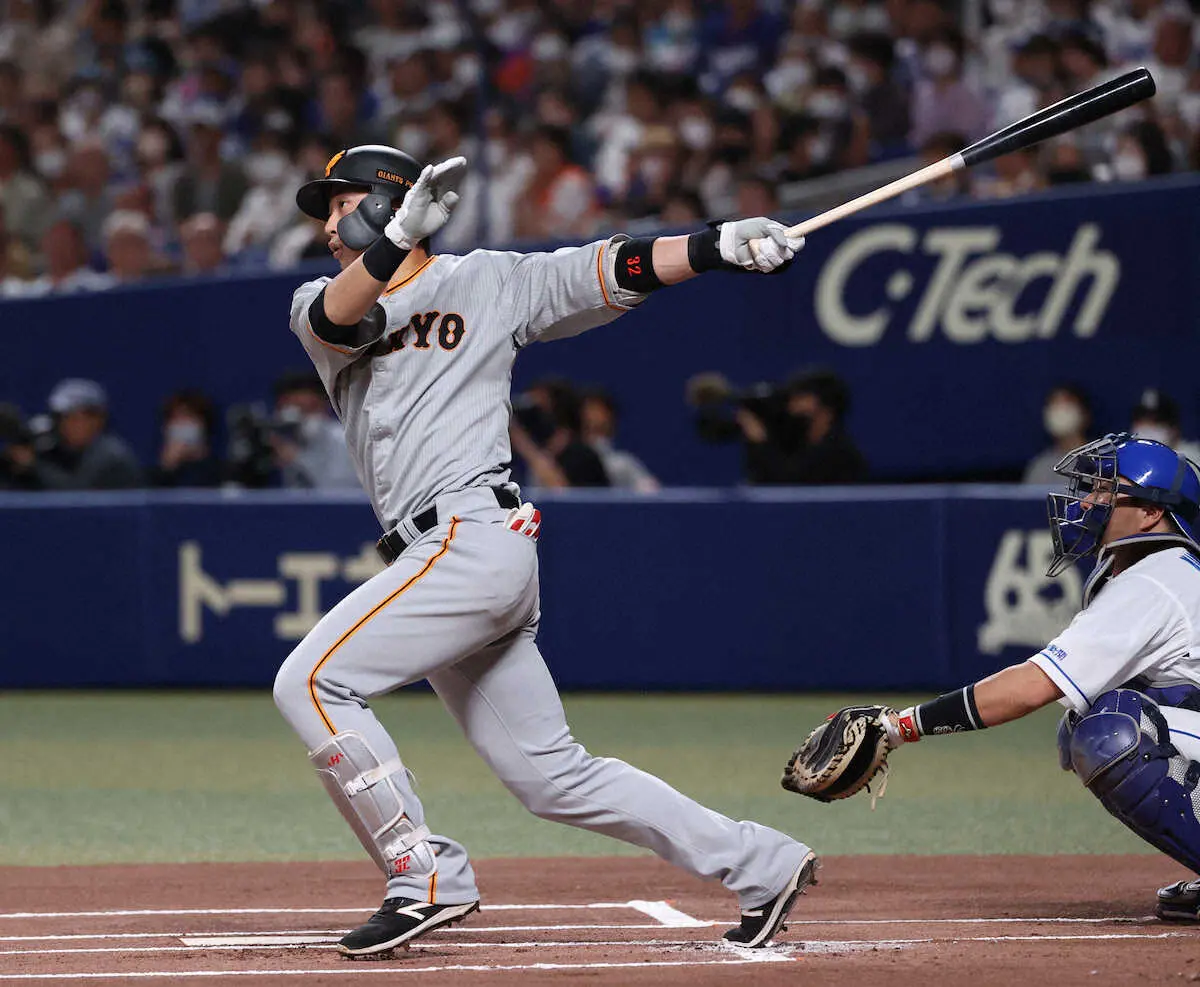 【画像・写真】巨人・広岡がプロ入り初の先頭打者弾「最高の結果」　558日ぶりの一発で4戦連続1番起用に応える