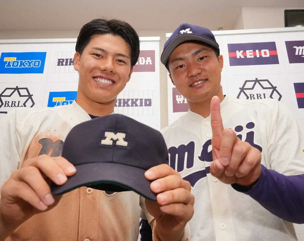【画像・写真】明大、早大に大勝し戦後初のV3へ王手　リーグ初先発の今井が初ものずくしの大当たり