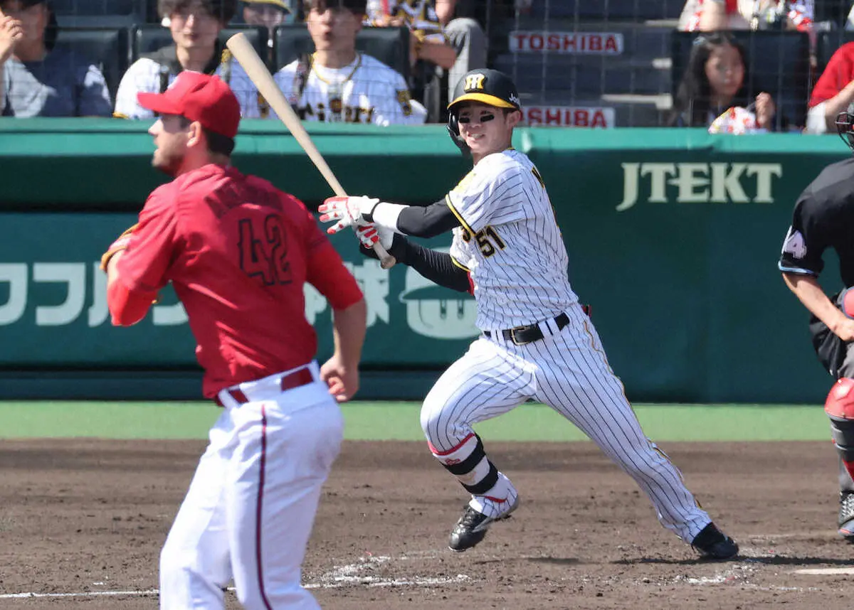 【画像・写真】阪神・中野の濃～い10戦連続安打！　見事な狙い打ち＆四球数も急増「打つべきボールを打てている」