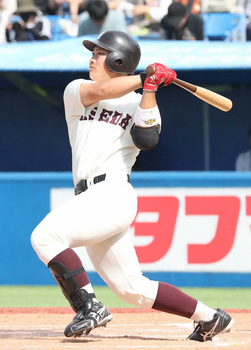 【画像・写真】早慶戦は早大先勝、代打・島川が値千金3ラン　小宮山監督も笑顔「出来過ぎ」