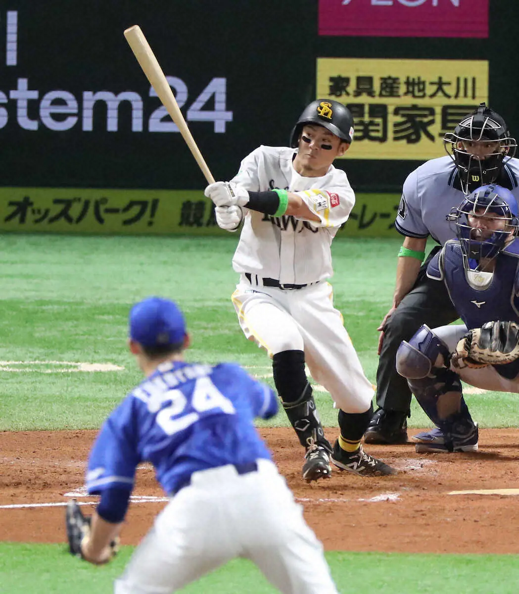 【画像・写真】ソフトB牧原大が3試合連続打点　「気持ち一本」「気合一本」で2本の適時打　復帰後3試合で打率・429