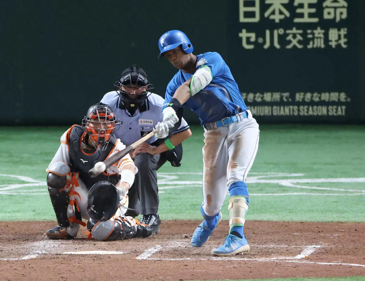 【画像・写真】日本ハム・万波　巨人・横川から3安打で4度目猛打賞　“ミレニアム同学年対決”完勝