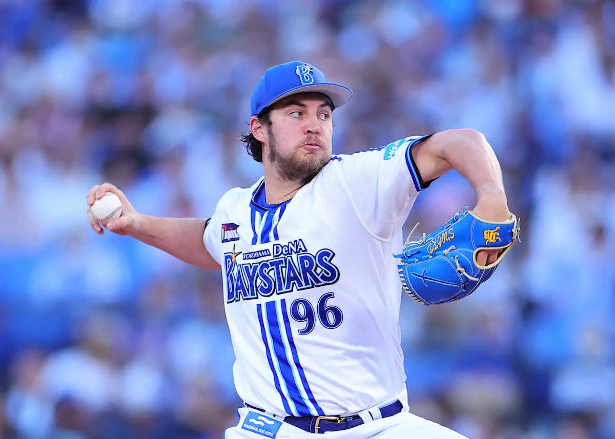 【画像・写真】DeNAバウアーが来日初中4日で6回まで1安打無失点の快投　「ソードセレブレーション」も出た！