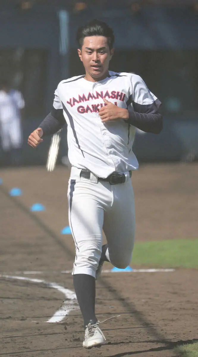 【画像・写真】大学侍ジャパン候補で一番速い男　山梨学院大・宮崎が50ｍ走で「連覇」　トップタイに明大の「飛脚」