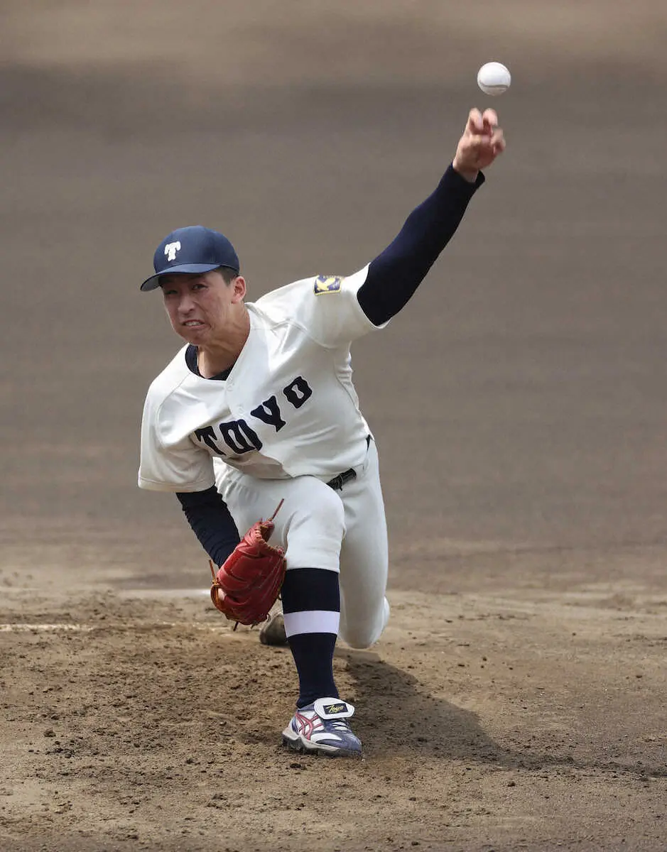 【画像・写真】東洋大・細野　2回零封　10球団のスカウトに153キロ見せた　大学侍候補合宿紅白戦