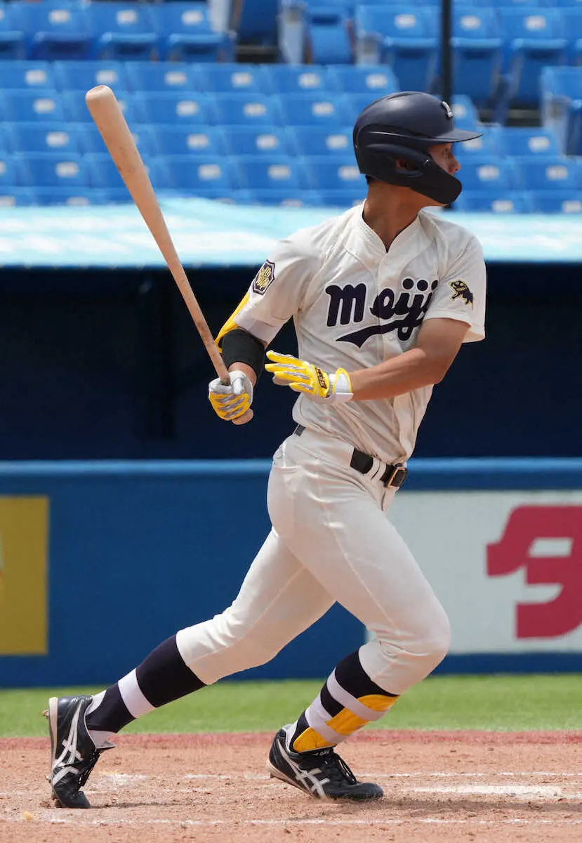 【画像・写真】明大・内海　9回に決勝タイムリーで1位通過　優勝決定戦で慶大と対戦