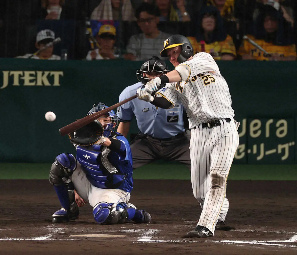 【画像・写真】阪神・渡辺諒が移籍後初甲子園弾　虎党に「直球破壊王子」ごあいさつ　岡田監督の3番起用に見事応えた