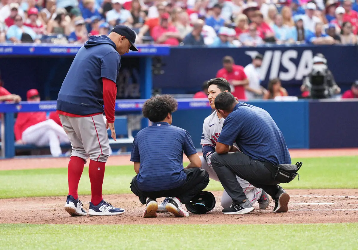 【画像・写真】Rソックス・吉田正尚　2試合連続マルチ＆打点で連勝に貢献も、164キロ直撃死球で途中交代