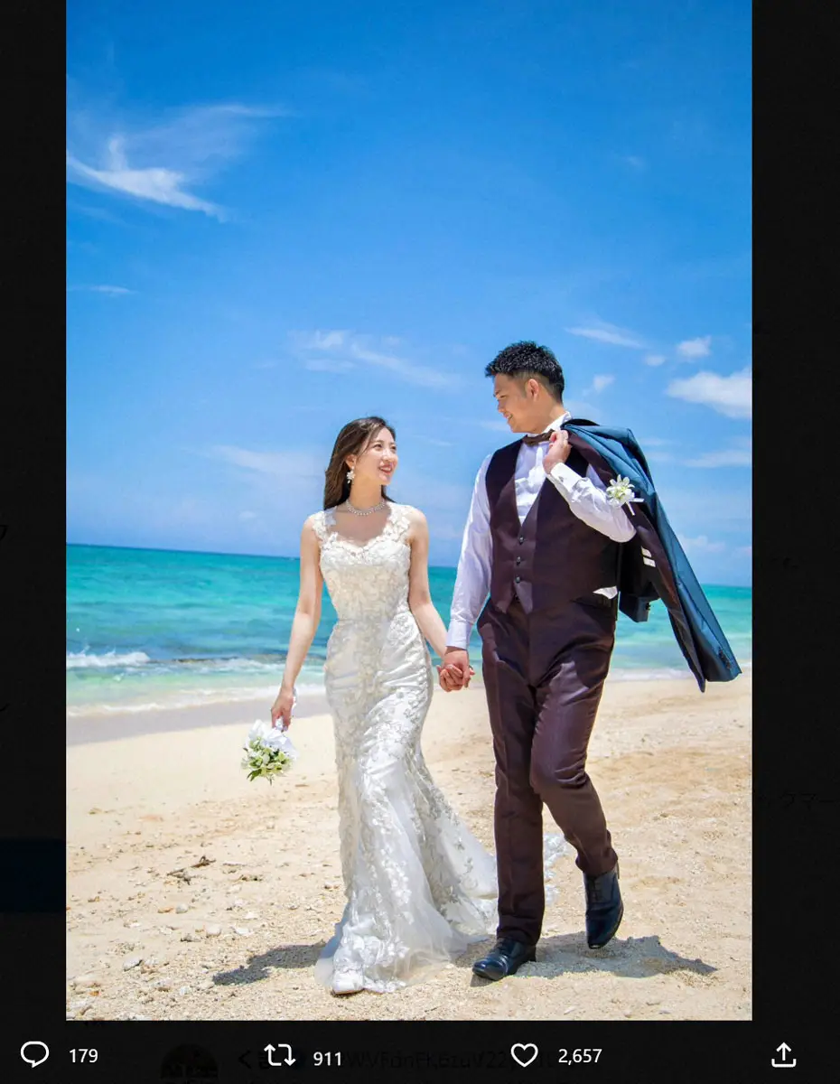 【画像・写真】元日本ハム・谷口雄也氏が結婚　お相手はモデル・椿梨央「人生の『バッテリー』として」