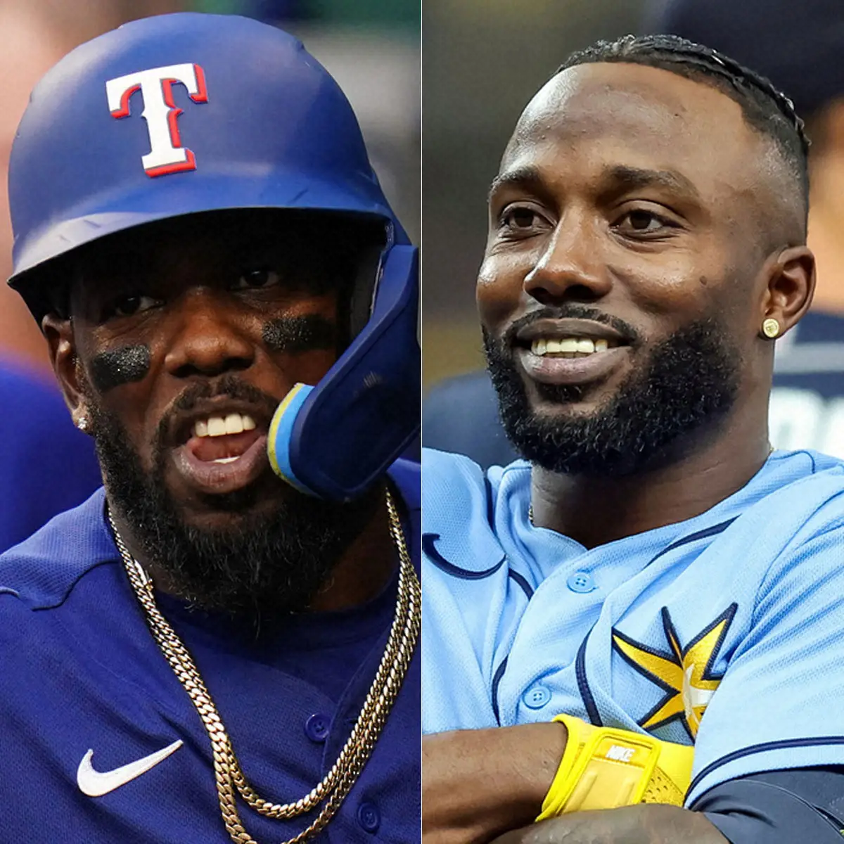 【画像・写真】レンジャーズ・ガルシア（AP、左）とレイズ・アロザレーナ（AP）