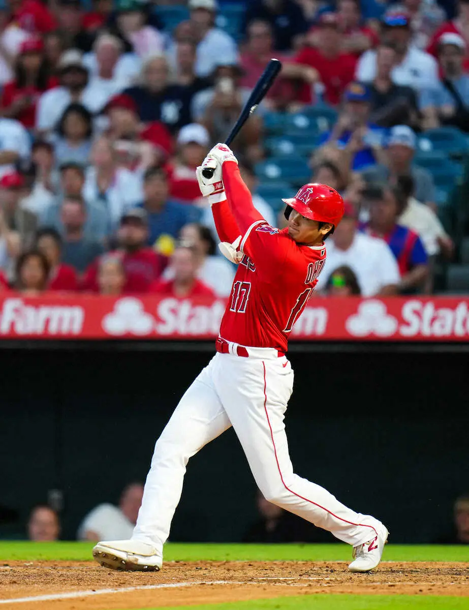 【画像・写真】大谷翔平　5回に“完全男”から弾丸178キロ三塁打！7戦連続Hで打率・307、7三塁打はメジャー1位