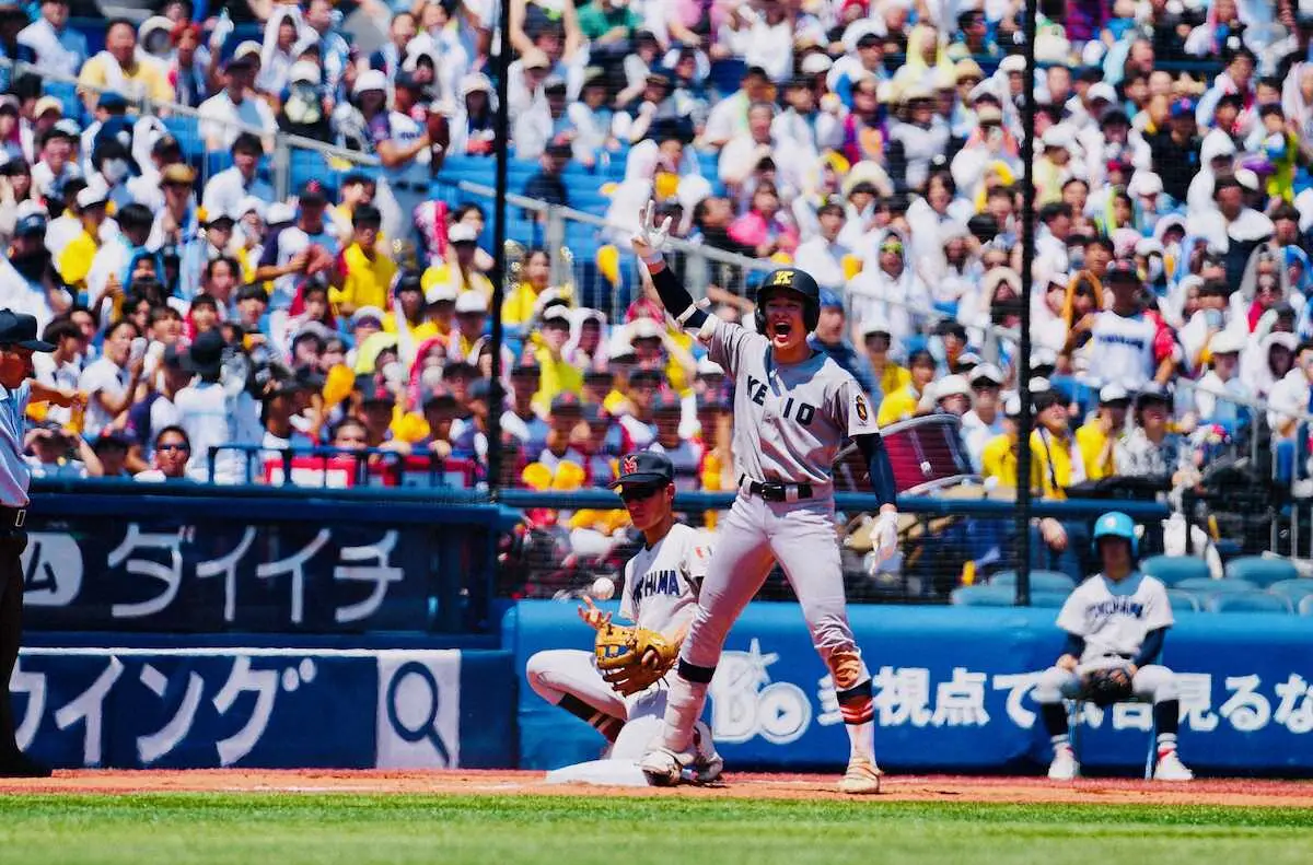 【画像・写真】夏3度目の頂上決戦は慶応が2－1と横浜をリードし終盤戦へ　慶応・小宅は横浜・萩のソロで今大会初失点