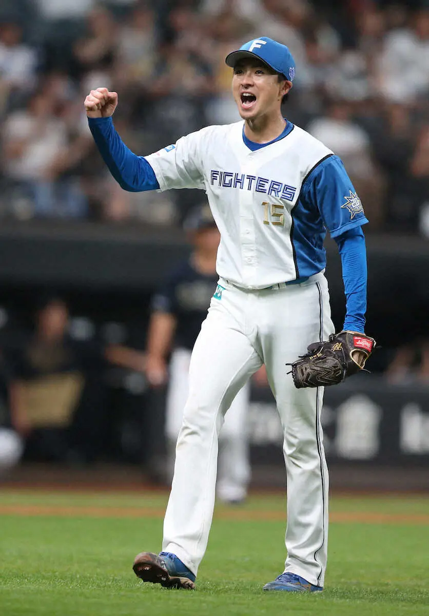 【画像・写真】日本ハムが3連勝　先発の上沢が8回無失点で7勝目　万波4安打!　エスコンFナイター初の屋根開放で快勝