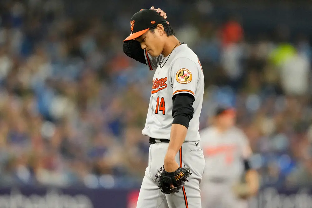 【画像・写真】藤浪晋太郎　乱調、2者連続押し出し死球　敵地ファンからはブーイング　同点から登板、勝ち越し許す