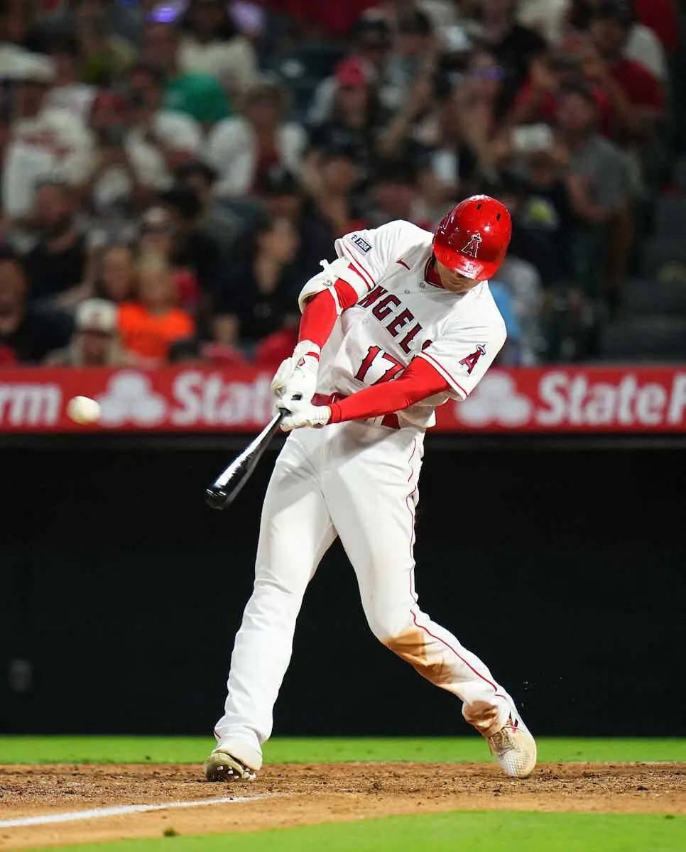 【画像・写真】エンゼルス・大谷翔平　MLB一番乗り40号　右中指つって降板後に一発