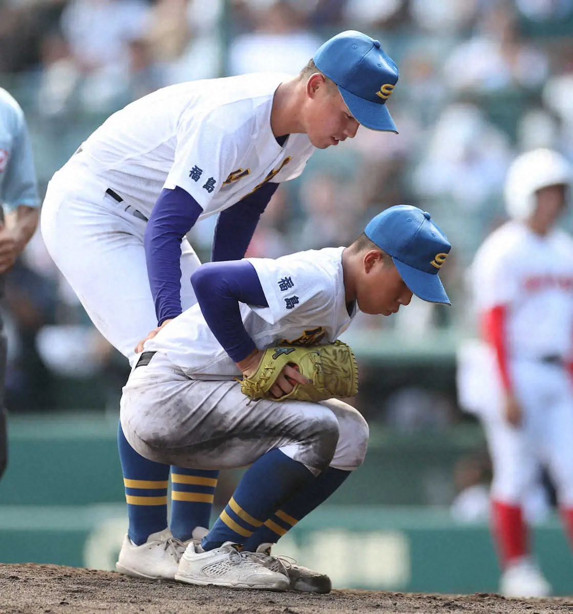 【画像・写真】【甲子園】聖光学院の先発・小室　6回途中まで無失点もクーリングタイム明けに緊急降板　足つったか