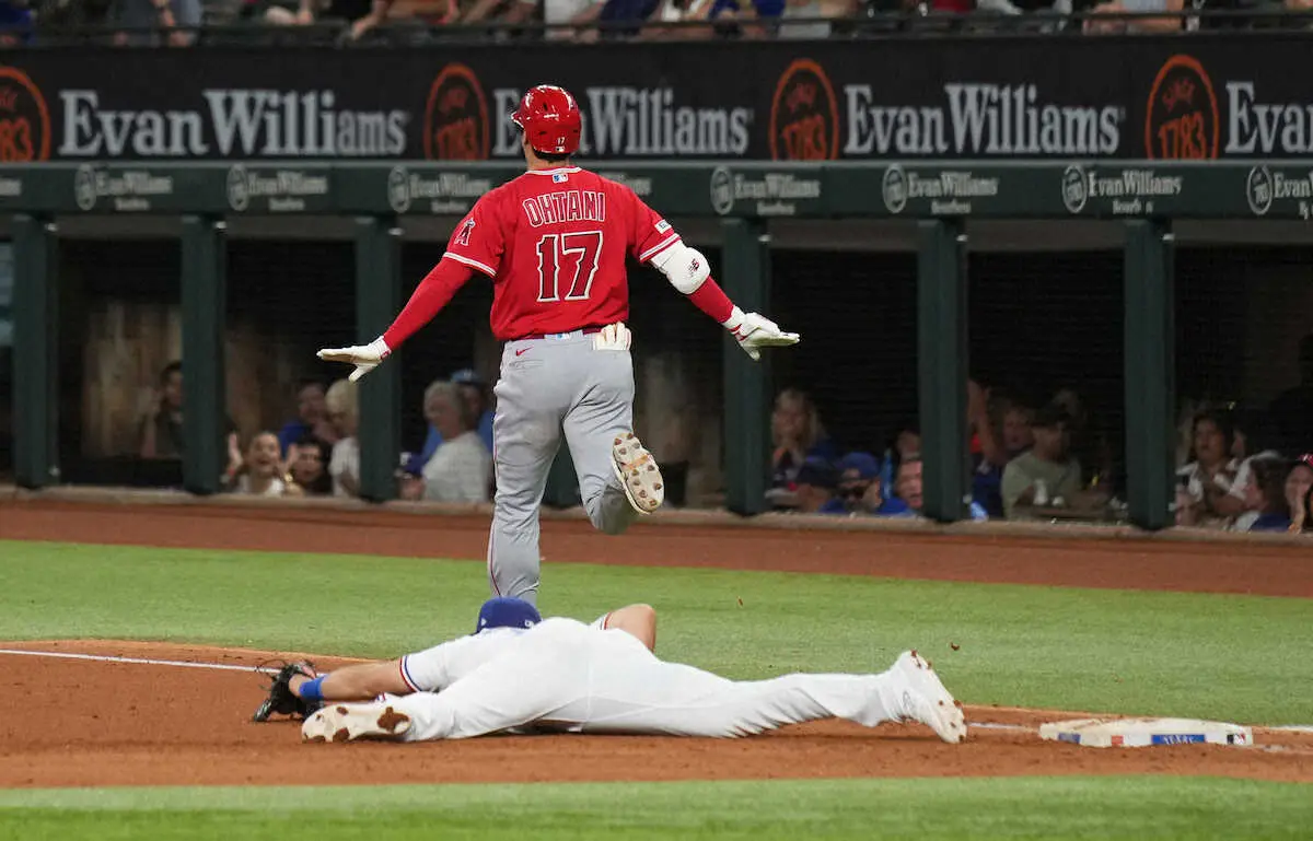 【画像・写真】大谷翔平　“メジャー最速”チャプマン166キロシンカーを安打！バット折られながらも快足披露