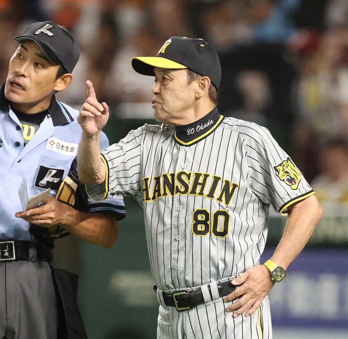 【画像・写真】阪神・岡田監督　村上のタイトルへ「スコアボードをずっと見てた。防御率ばっかり気にしてた」