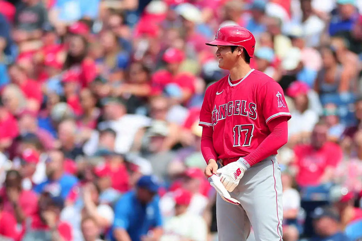 【画像・写真】＜フィリーズ・エンゼルス＞5回、適時打を放ち笑顔の大谷（撮影・光山　貴大）