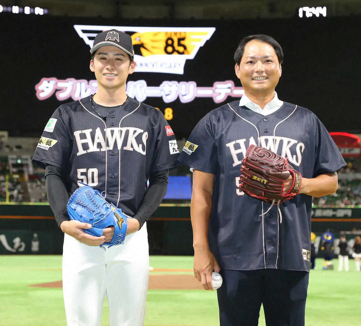 【画像・写真】ソフトバンクOBの摂津正氏がセレモニアルピッチに登場　「懐かしい感じがした」と感慨に浸る