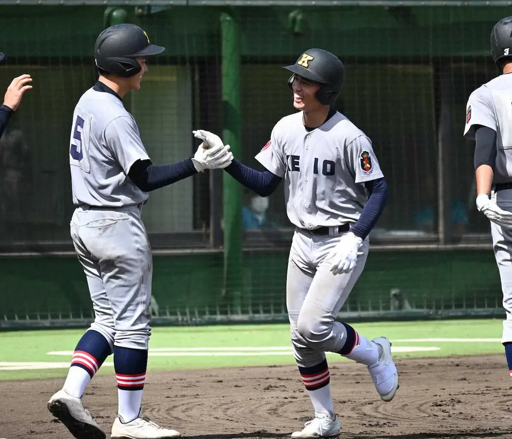 【画像・写真】慶応、5回コールド発進　22得点　新主将・加藤右悟が2打席連続本塁打含む5打点
