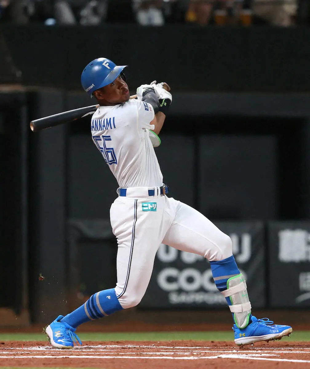 【画像・写真】日本ハム・万波　キング並んだ初回先頭25号！逆方向への仰天アーチに新庄監督「ボンズ抜いちゃう」