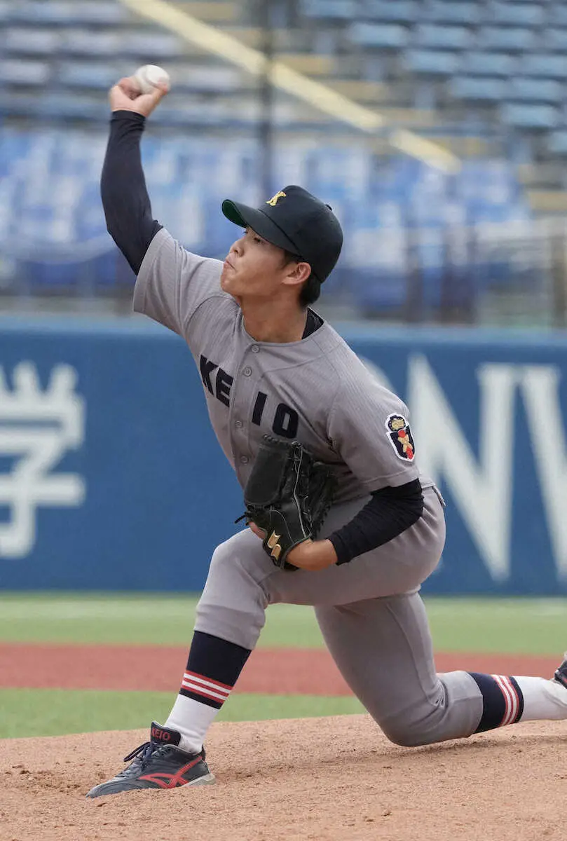 【画像・写真】慶大2年生エース・外丸　8回1失点の好投　ドラフト候補の広瀬は2打点