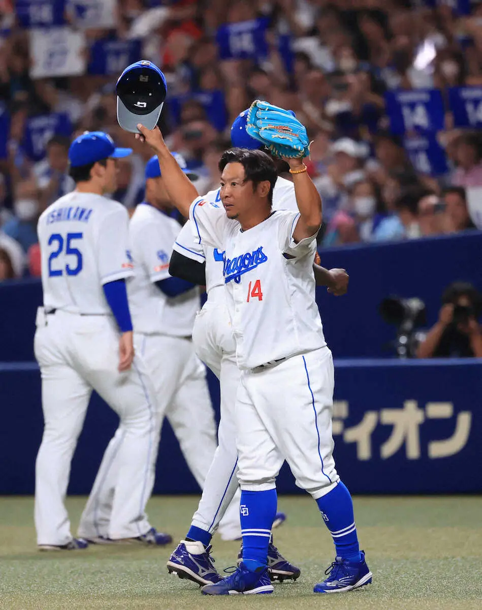 【画像・写真】中日　谷元―大野奨バッテリーで有終の美　146キロ直球で吉川を左飛　スタンドで元同僚・宮西らが拍手