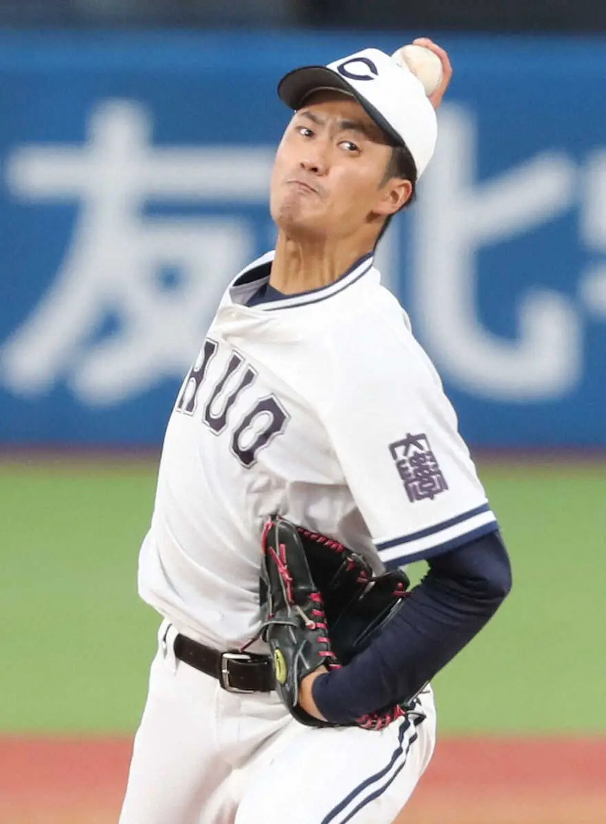 【画像・写真】中大　4年ぶりVへ首位浮上　エース西舘13K完封「しっかり低めに制球できた」