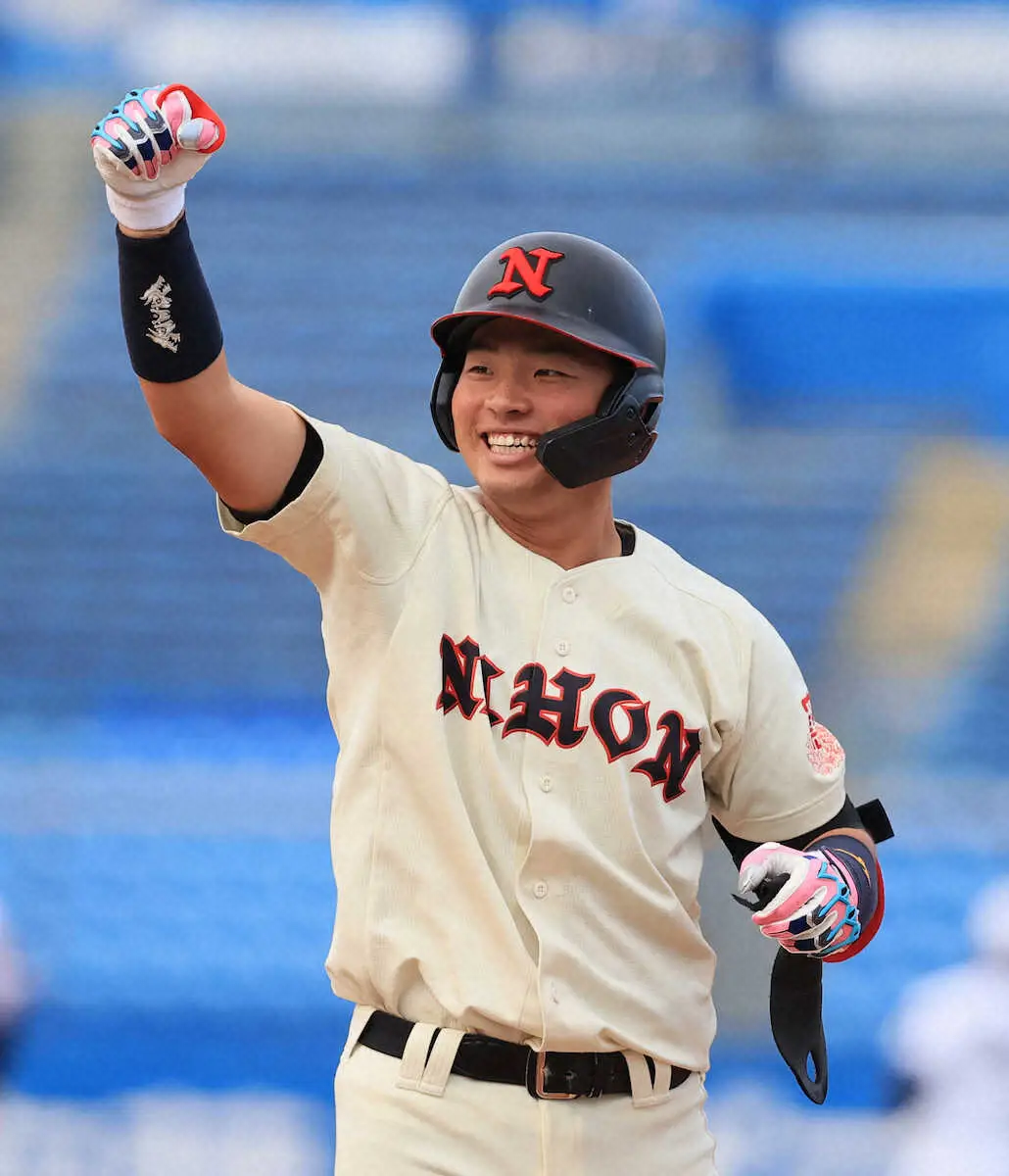 【画像・写真】日大・上加世田が先制V打　今季初スタメンで「うまく変化球に対応できました」