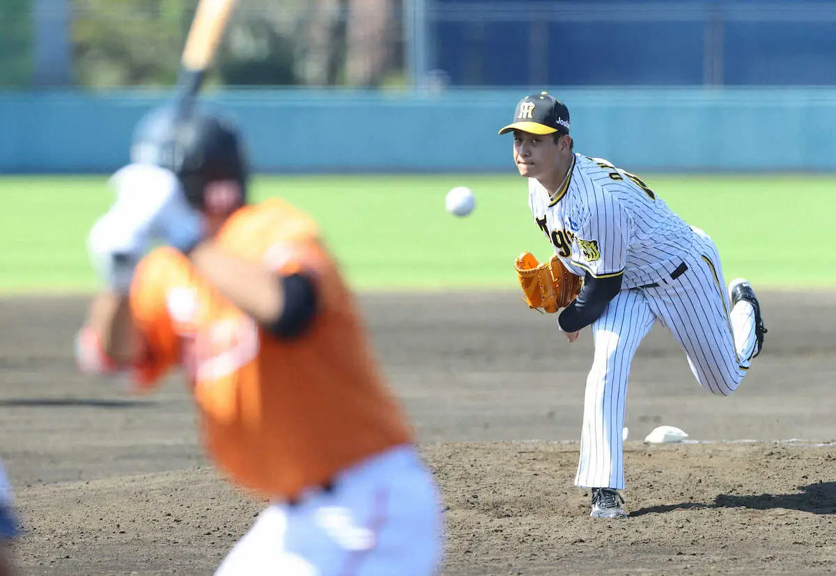 【画像・写真】阪神・大竹　CSファイナルS第3戦へ新スタイル試投　研究参考は“鬼緩急”のあの男…