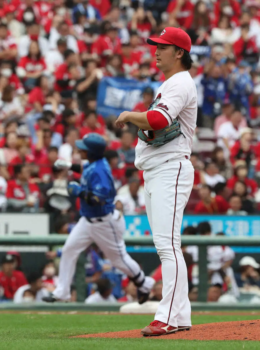 【画像・写真】広島・床田　痛恨の1球…宮崎に先制2ラン被弾　6回途中2失点で無念降板