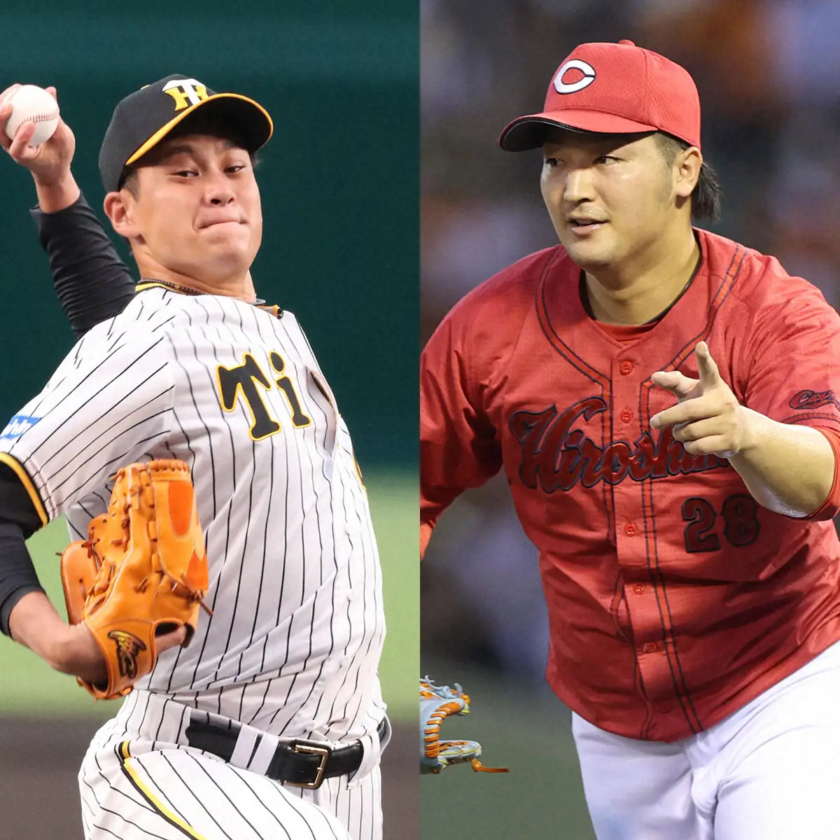 【画像・写真】阪神・大竹（左）と広島・床田