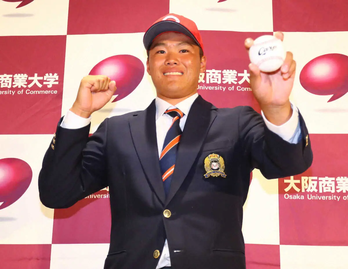 【画像・写真】広島2位・高「プロで20年はやりたい」　大商大、広陵の同期たちに負けられん