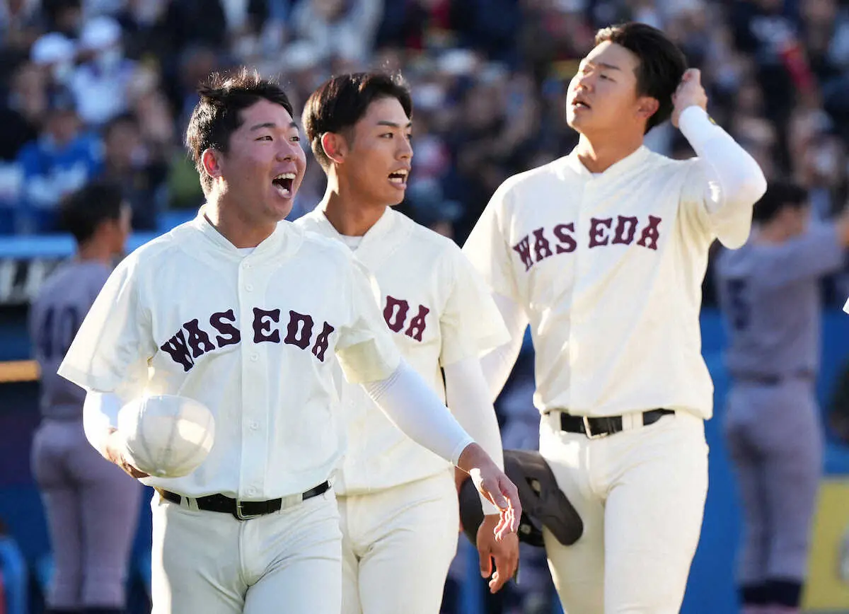 【画像・写真】早大、打線沈黙で3回戦へ　小宮山監督「申し訳ない。あす優勝することで許してもらいたい」