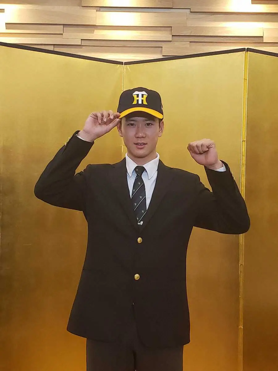 【画像・写真】阪神ドラフト3位・山田脩也が契約金5000万円、年俸600万円で仮契約「早く1軍で活躍できるように」