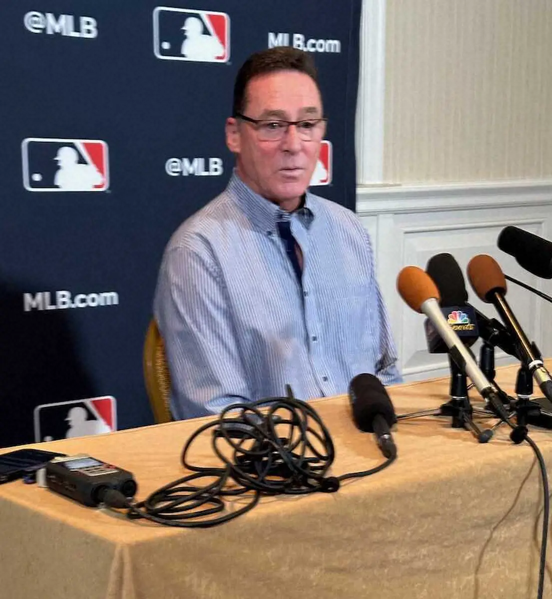 【画像・写真】ウインターミーティングの会見で大谷、山本へラブコールを送るメルビン監督（撮影・笹田幸嗣通信員）