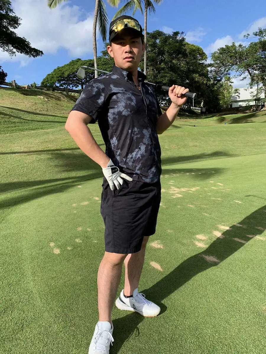 【画像・写真】【阪神ワイキキ通信】阪神・栄枝　コンペでコース周辺の高級そうな住宅に数打のOB「後で謝りに行きます」