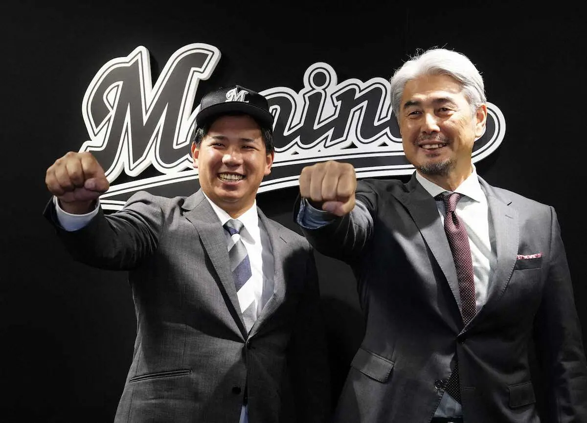 【画像・写真】現役ドラフト移籍の愛斗がロッテ入団会見　吉井監督「思い切り暴れてほしい」